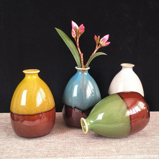 Modern Glazed Ceramic Flower Vase for Tabletop Home Decor