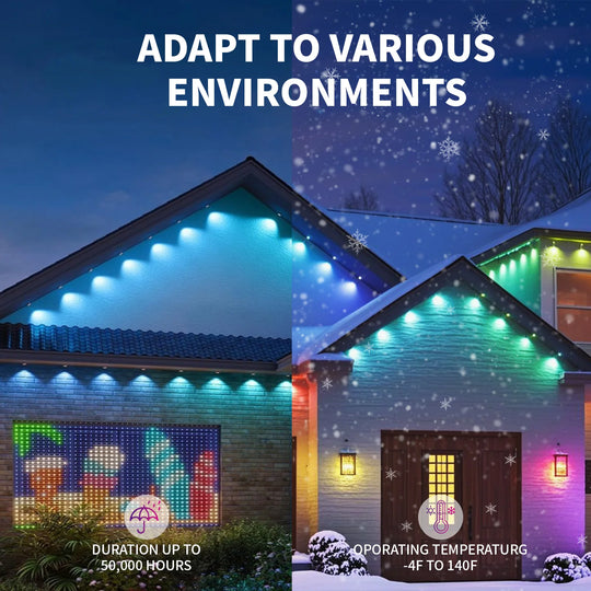 Smart RGB Eaves LED Lights Outdoor Bluetooth Christmas Decoration