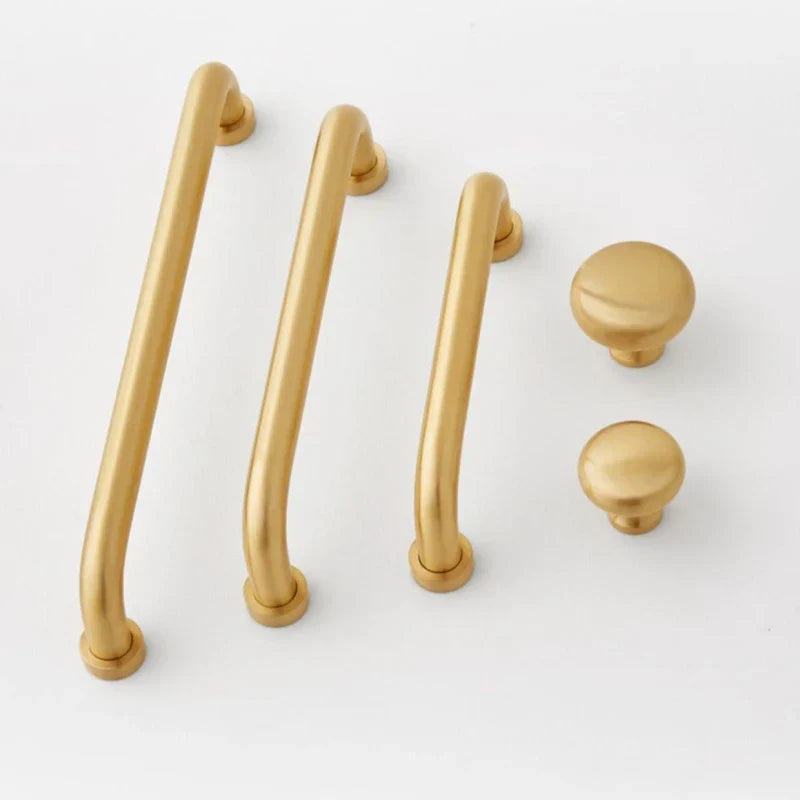 Solid Brass Cabinet Handles – Modern Golden Drawer Pulls