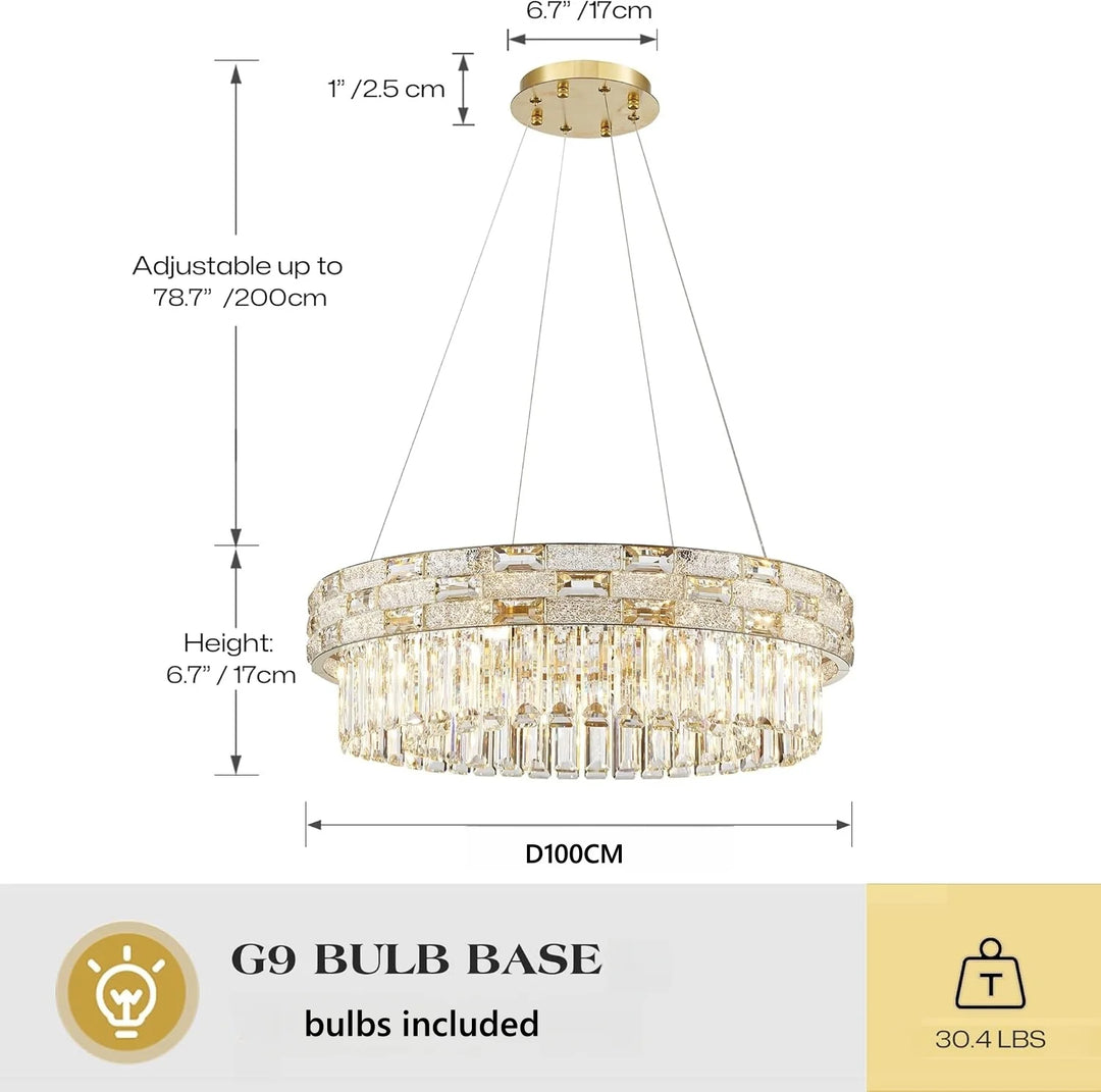 Modern Gold Crystal Chandelier for Dining & Living Spaces