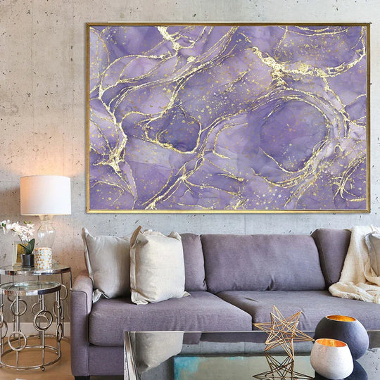 Purple Mauve Liquid Marble Abstract Canvas Wall Art