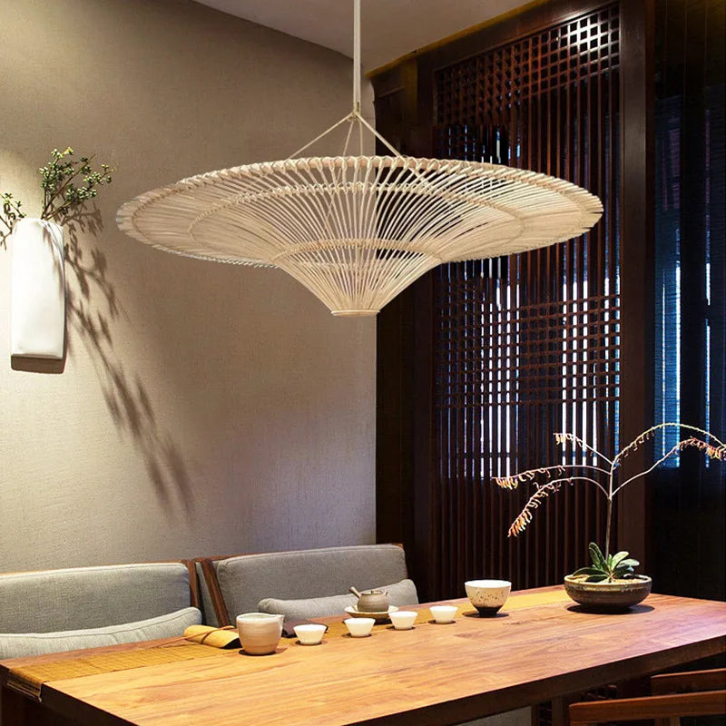 Large Wicker Pendant Lamp – Wabi Sabi Rattan Hanging Light
