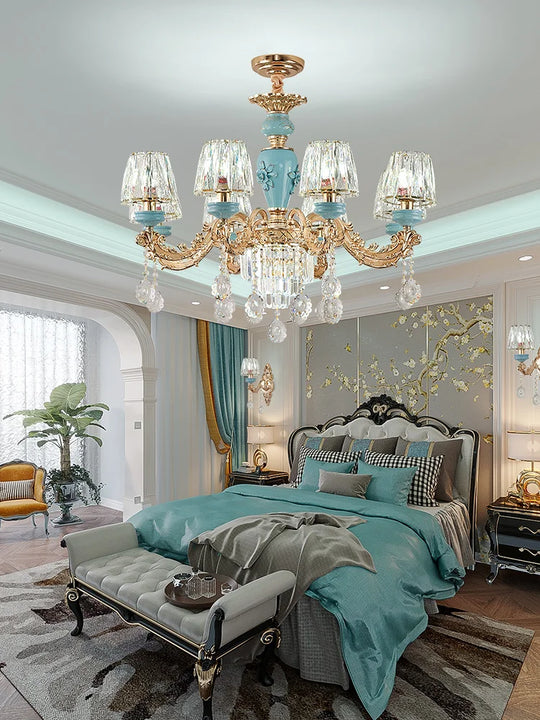 Luxury Umbrella Crystal Chandelier – European-Style Pendant for Villas & Hotels