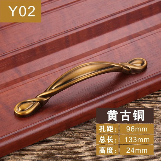 Antique Yellow Bronze Cabinet Handles – Brushed Vintage Drawer Pulls
