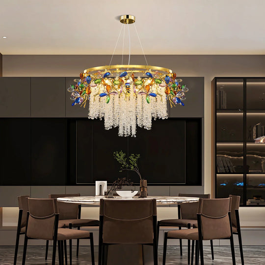 Luxury Crystal Flower Chandelier Modern Branch Pendant Ceiling Light