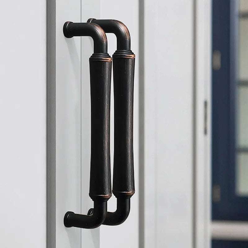 Retro Bronze and Black-Red Cabinet Handles – Nordic Square Zinc Alloy Pulls