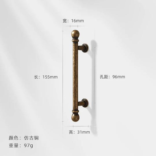 Antique Bronze Wardrobe Door Handles – Vintage Zinc Alloy Pulls for Furniture