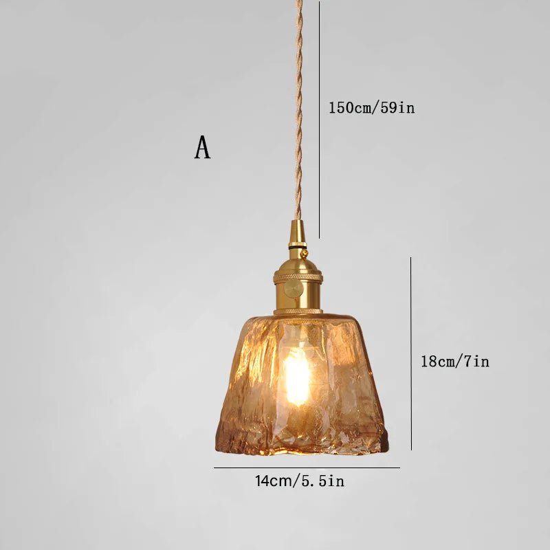 Amber – Nordic Vintage Glass Pendant Light for Bedroom, Café, Bar, and Restaurant