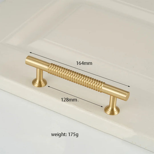 Textured Brass Handles – Satin Gold Spiral Pulls for Furniture