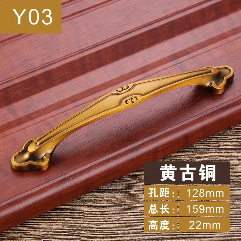 Antique Yellow Bronze Cabinet Handles – Brushed Vintage Drawer Pulls