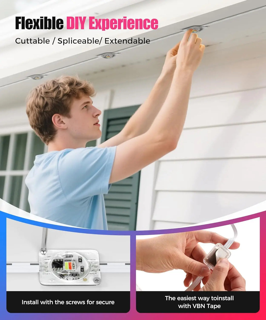 Smart RGB Eave Lights Outdoor App Control IP67 Permanent Lighting