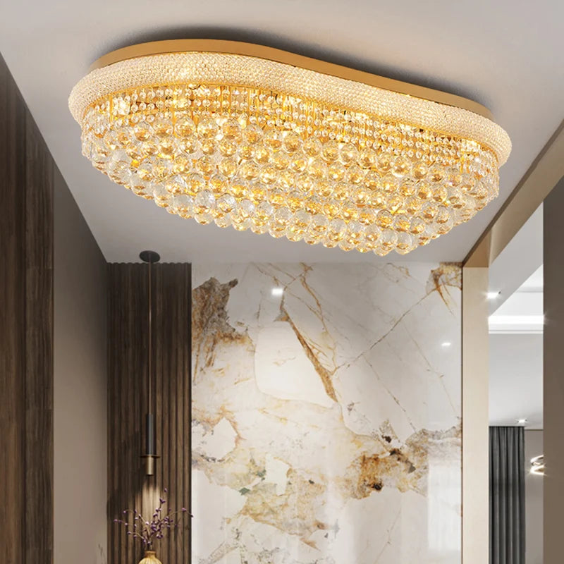 Luxury Oval Crystal Ceiling Lamp – Elegant Shoe-Shape Design for Dining & Living Rooms