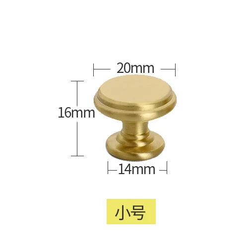 Pure Brass Cabinet Handles – Brushed Gold Single-Hole Knobs