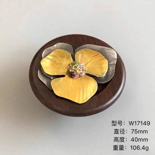 Handmade Wood & Alloy Flower Knob Handles – Artistic Cabinet Pulls