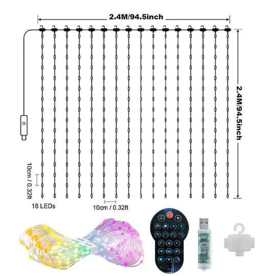 Smart RGB LED Curtain Lights APP Control Holiday Lighting Remote