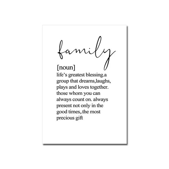 Love Family Home Quote Black White Canvas Wall Art