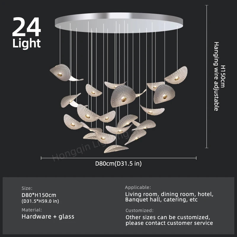 Modern Crystal Glass Stair Chandelier – High Ceiling Pendant Light