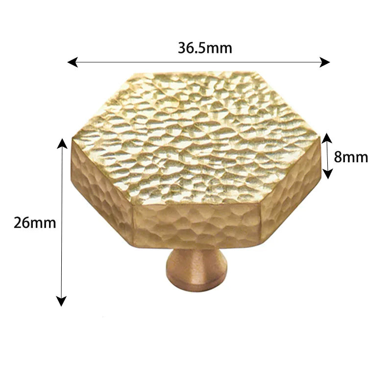 LUX Brass Hammered Hexagonal T-Bar Handles – Long Pulls for Cabinets and Wardrobes (600–1000mm)