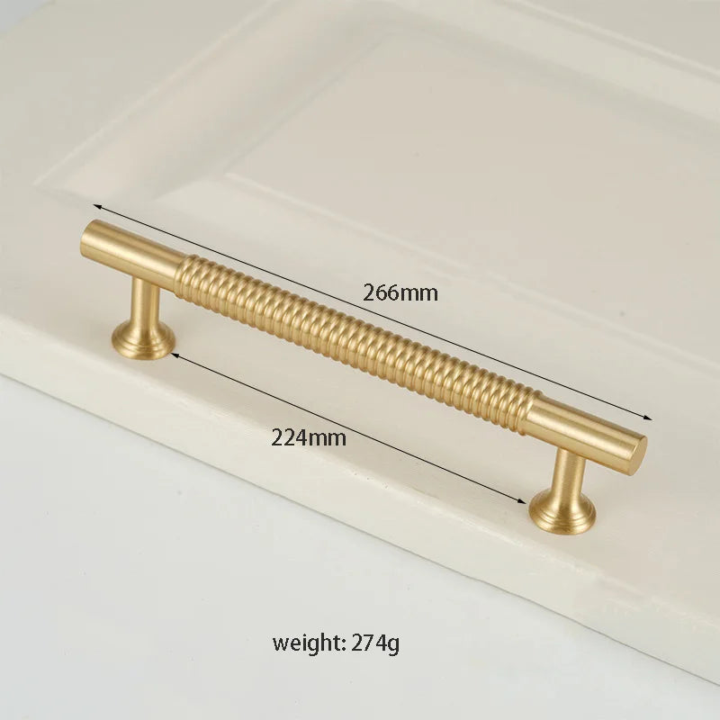 Textured Brass Handles – Satin Gold Spiral Pulls for Furniture