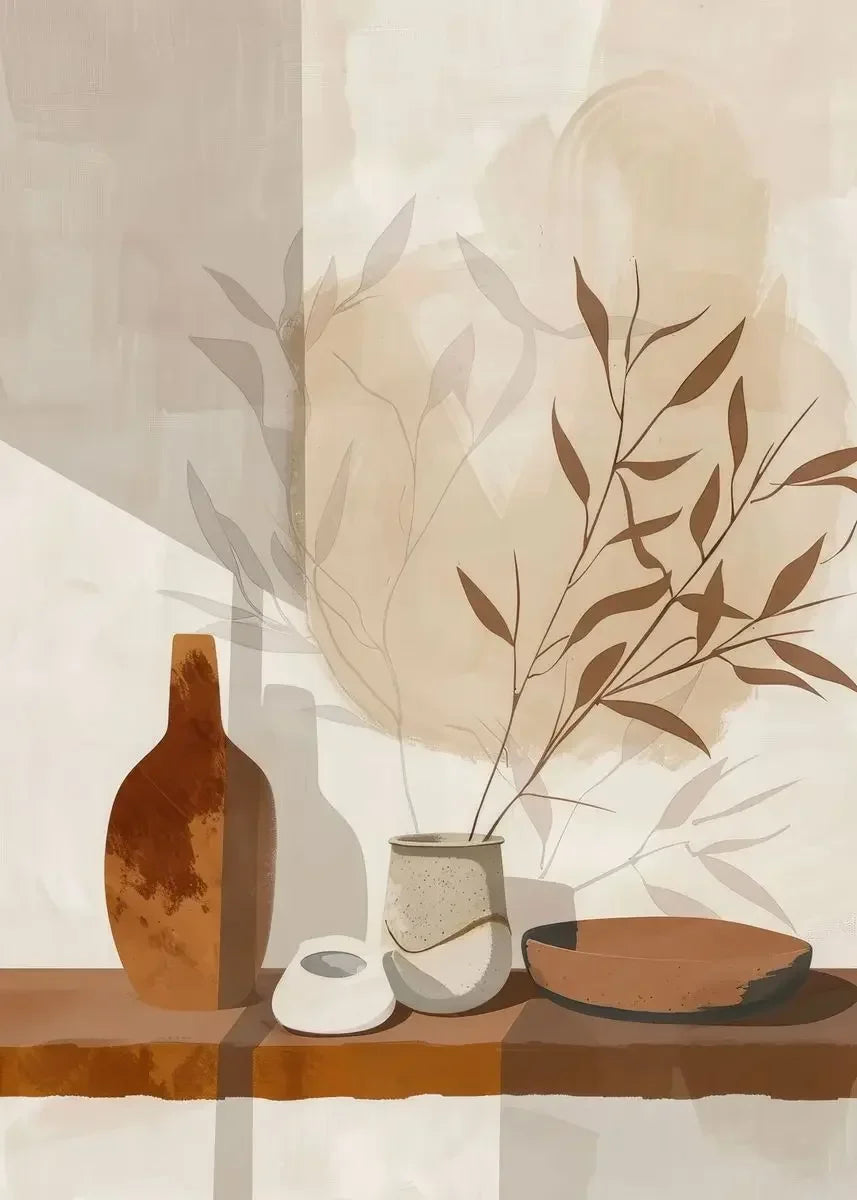 Rustic Abstract Botanical Still Life Floral Canvas Wall Art