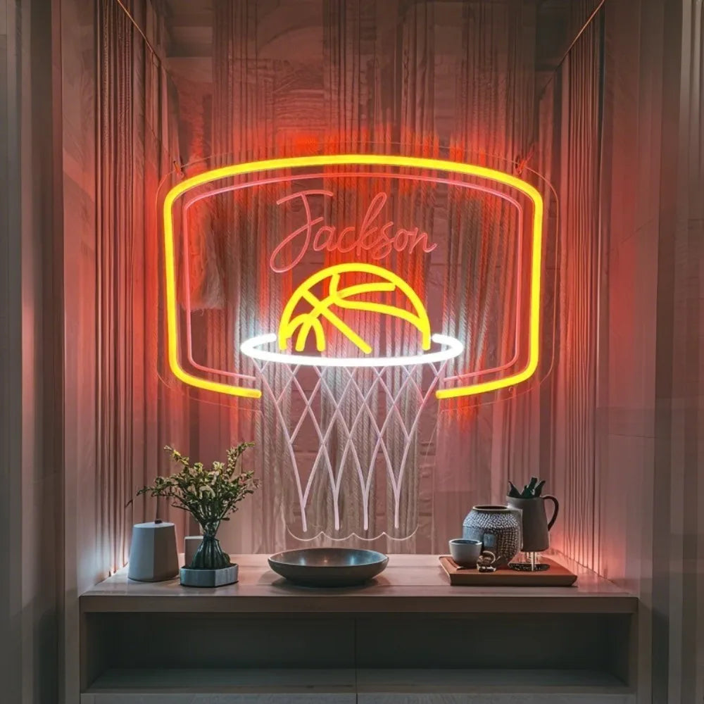 Custom Basketball Neon Name Wall Light for Kids Room Decor