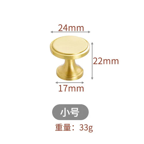 Pure Brass Cabinet Handles – Brushed Gold Single-Hole Knobs