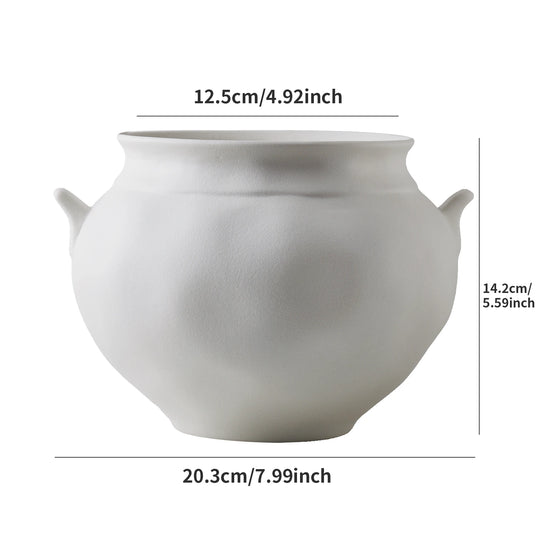 Large Nordic Modern Ceramic Flower Vase Moon Shape Decor