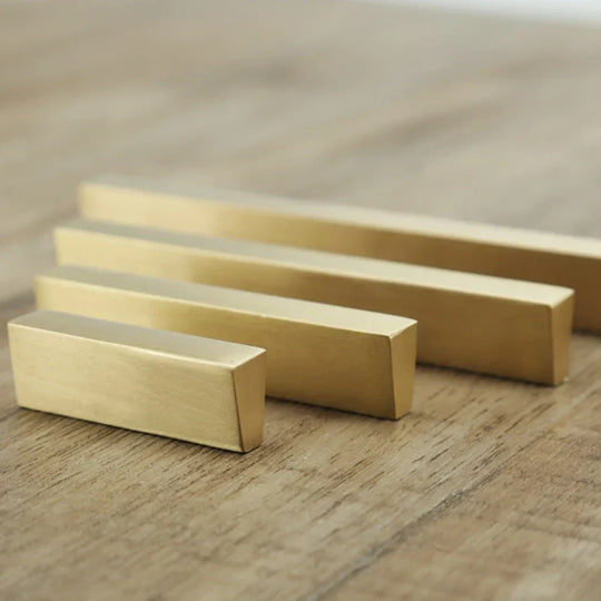 Brass Trapezoidal Cabinet Handles – High-End Golden Drawer Pulls for Wardrobes and Furniture