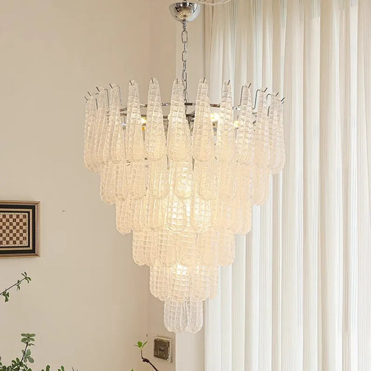 Villa Duplex Handmade Glass Pendant Light – Luxury High-Ceiling Chandelier