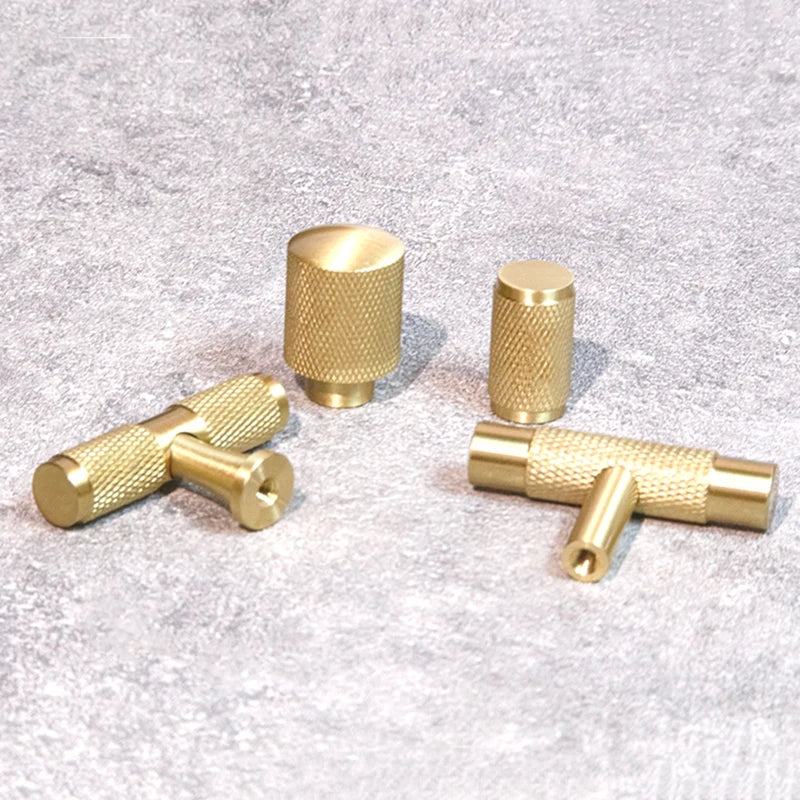 Knurled Brass T-Bar Handles – Modern Cabinet & Cupboard Pulls