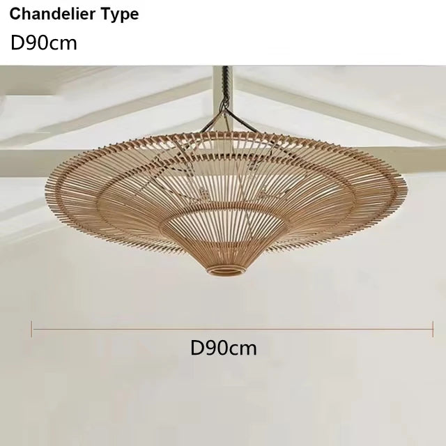 Large Wicker Pendant Lamp – Wabi Sabi Rattan Hanging Light
