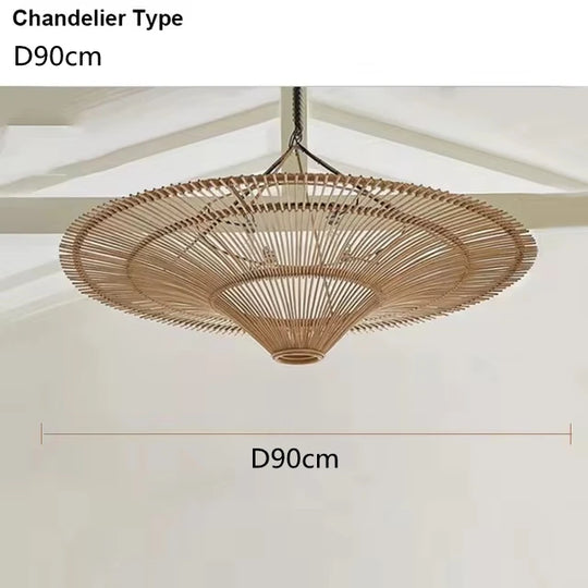 Large Wicker Pendant Lamp – Wabi Sabi Rattan Hanging Light