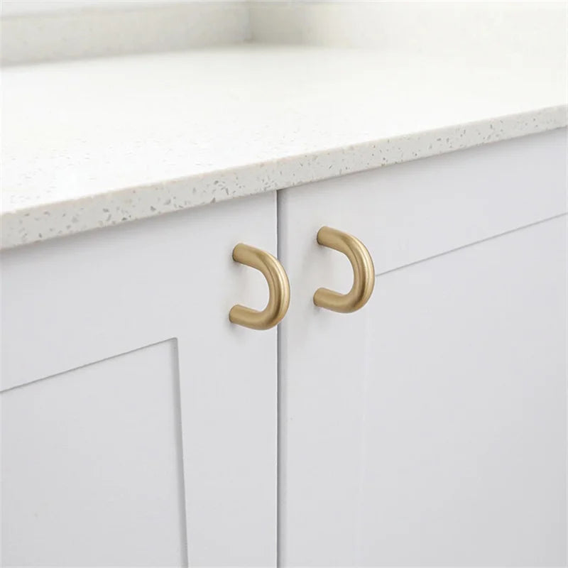 Solid Brass Cabinet Handles – Modern Golden Drawer Pulls