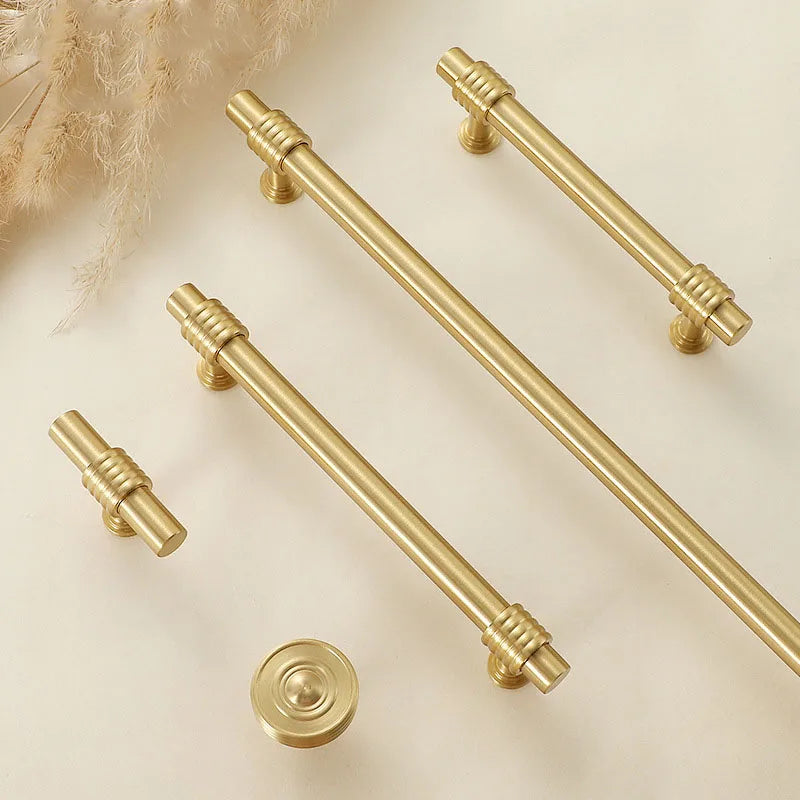 Satin Gold Furniture Handle – Solid Brass Pulls and Knobs for Cabinets and Wardrobes (50–358mm)