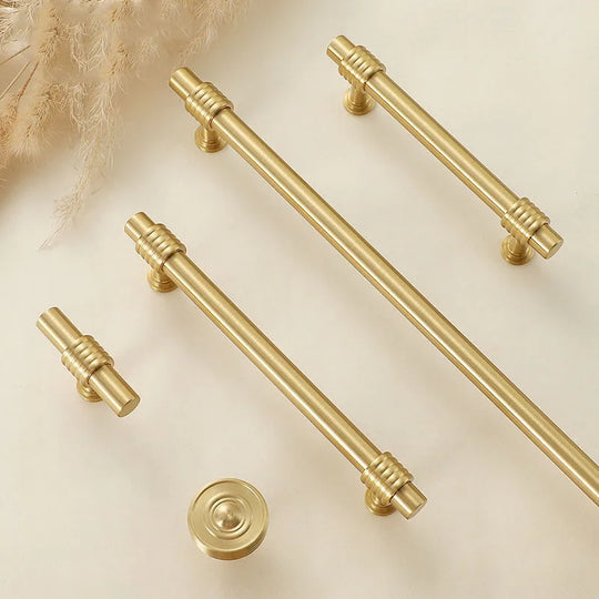 Satin Gold Furniture Handle – Solid Brass Pulls and Knobs for Cabinets and Wardrobes (50–358mm)