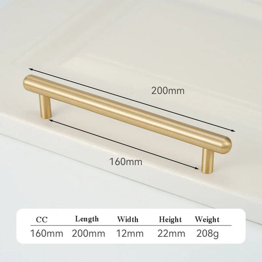 Satin Gold Brass Wardrobe Handles – Modern Pulls and Knobs for Furniture (50–260mm)