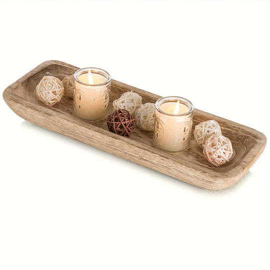 16 Inch Decorative Wooden Bowl Tray for Tabletop Decor