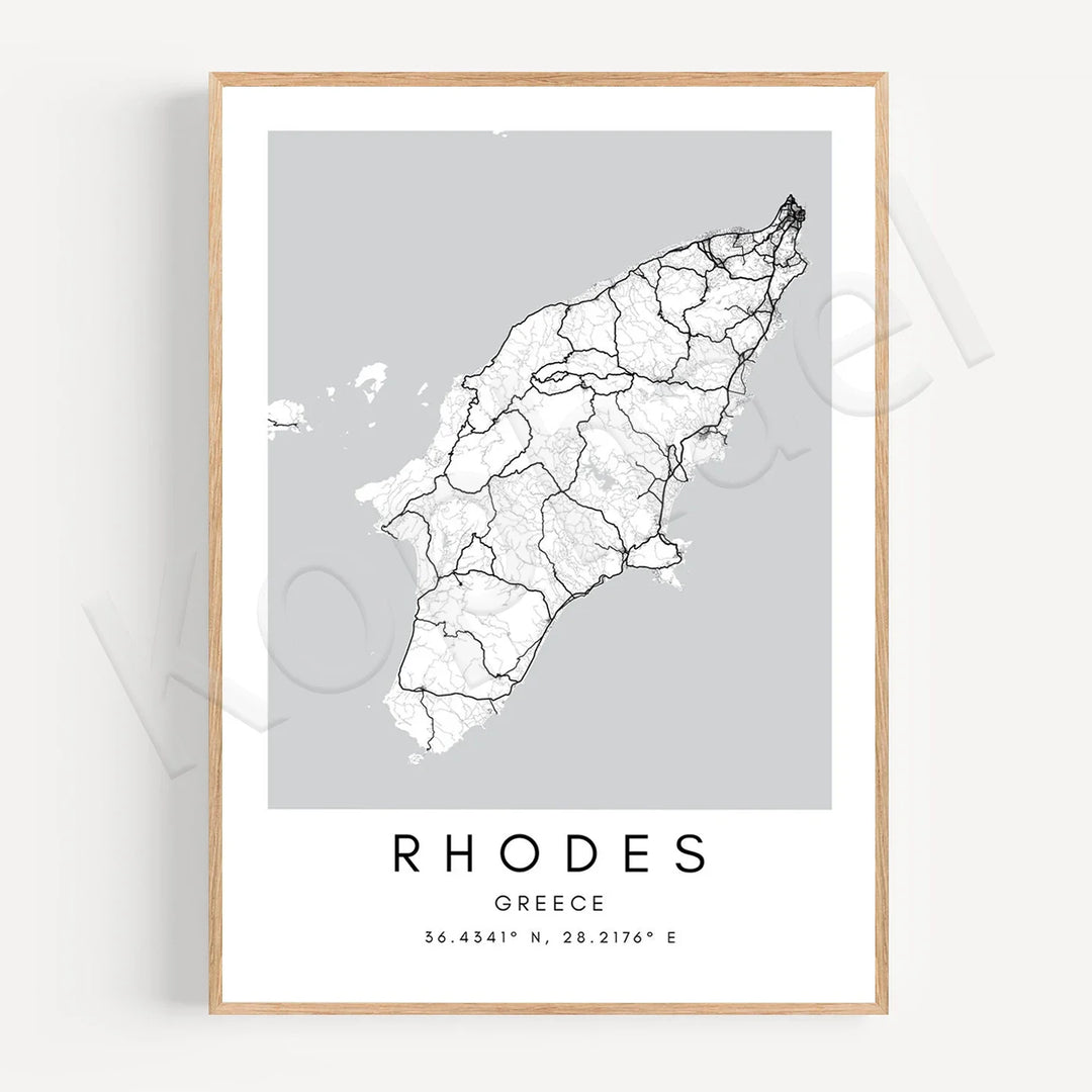 Minimalist Black White City Map Wall Art Canvas Print