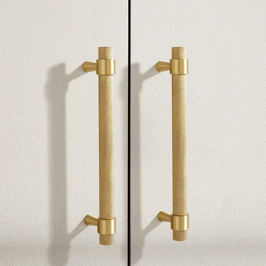Solid Brass Knurled Furniture Handles – Textured Pulls and Knobs for Cabinets and Wardrobes