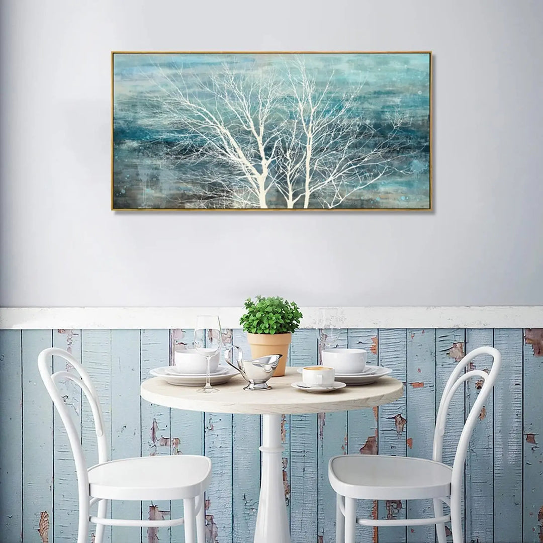 Abstract Minimalist Golden Grey Green Flowing Canvas Wall Art Unframed