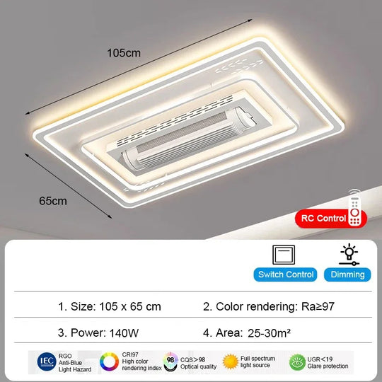 Charlotte Invisible Bladeless LED Ceiling Fan Light – Remote