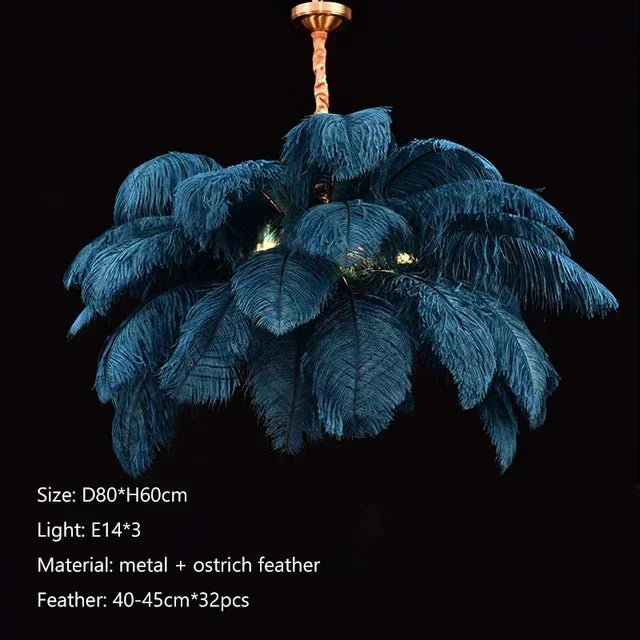 Nordic Feather Pendant Light Modern Art Chandelier for Bedroom