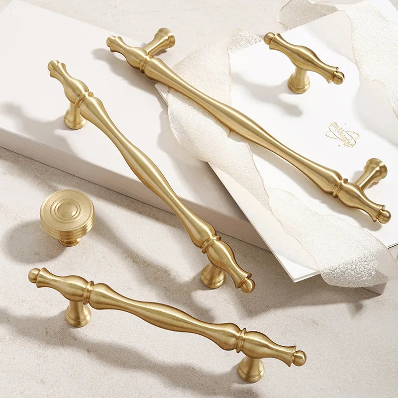 Gold Brass Cabinet Bar Handle – Vintage Pulls and Knobs for Furniture