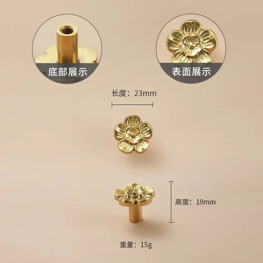 Luxury Brass Flower and Leaf Cabinet Handles – Chinese-Style Decorative Pulls