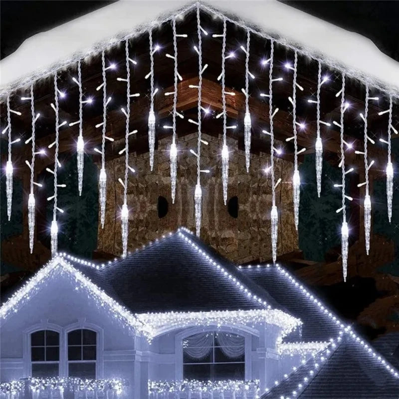 Christmas LED Icicle Curtain Lights Outdoor Wedding Garden Decor