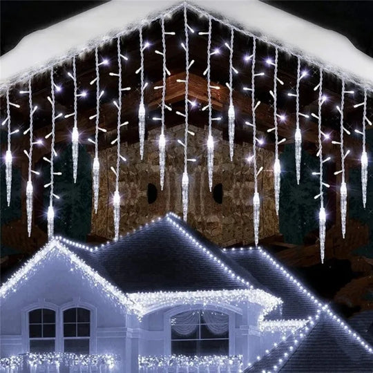 Christmas LED Icicle Curtain Lights Outdoor Wedding Garden Decor