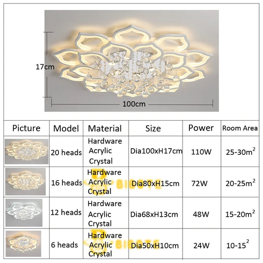 Modern Crystal Chandelier Pendant Light for Living & Dining Room