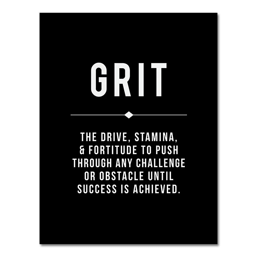 Hustle Grit Grind Success Motivational Canvas Wall Art