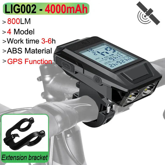 GPS Bicycle LED Front Light USB Rechargeable Headlamp