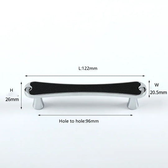 Modern Black and Red Leather Cabinet Handle – Zinc Alloy Pulls for Wardrobes and Cupboards (96mm/128mm)